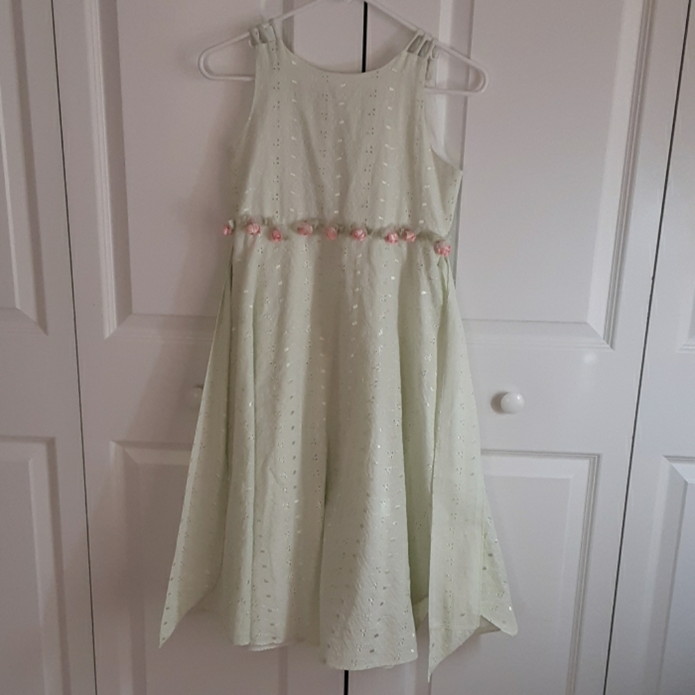 Green with pink flower dress